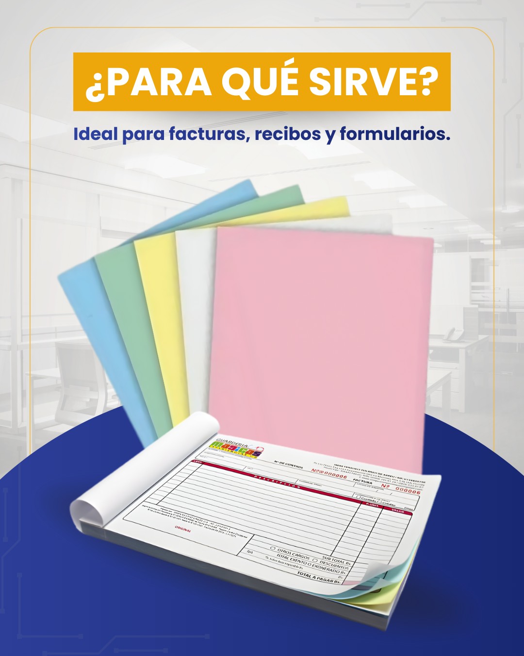 Nuestro papel autocopiativo es perfecto para facturas, recibos y formularios.